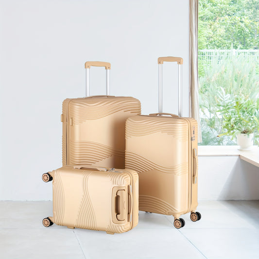 Durable ABS Hard Shell 3 Piece Suitcase Set With 360 Wheels