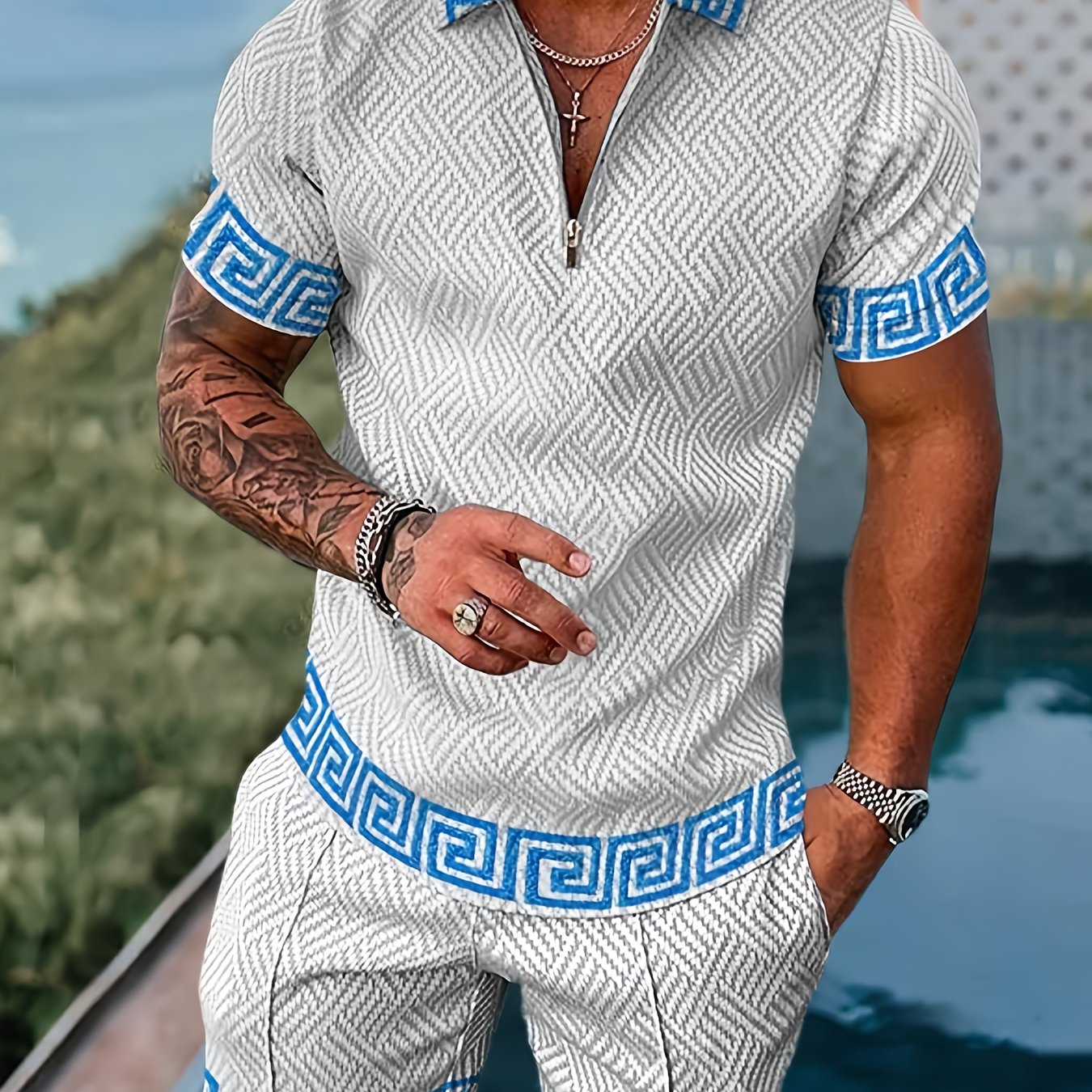 2Pc Men's Casual Sportswear Set 3D Printing T Shirt Shorts