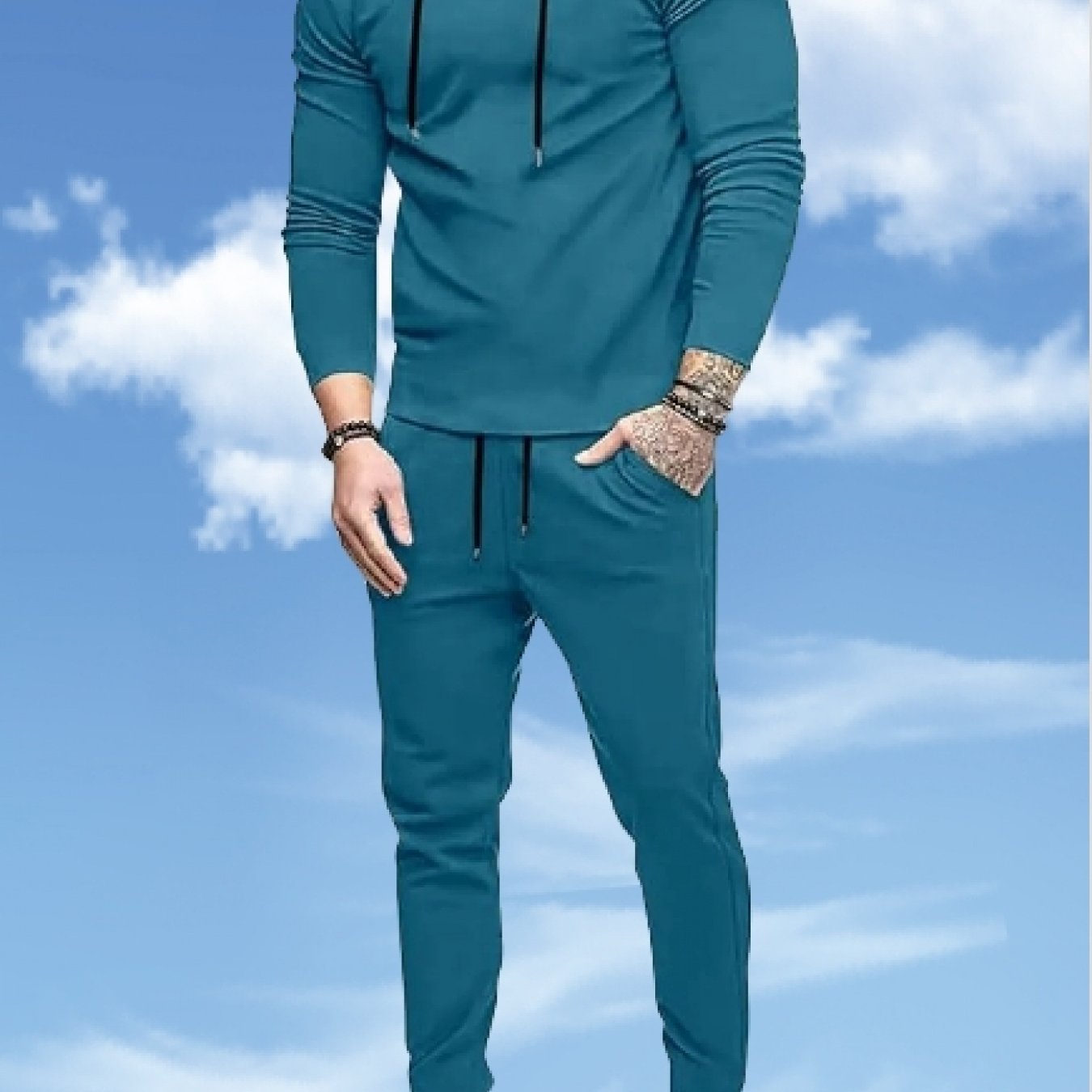 Men's Two Piece Sweatsuit Set Hooded Jogger Tracksuit