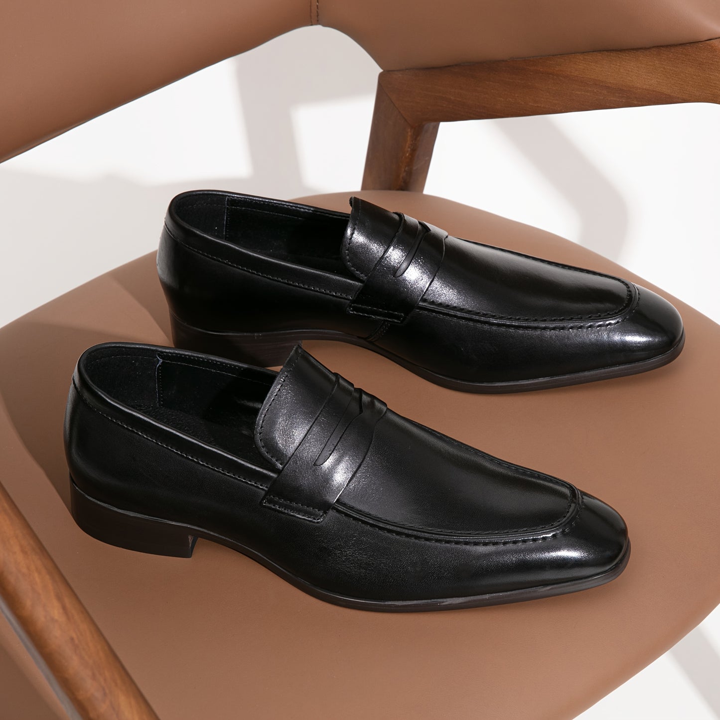 JOUSEN Men Slip On Dress Shoes Leather Penny Loafers