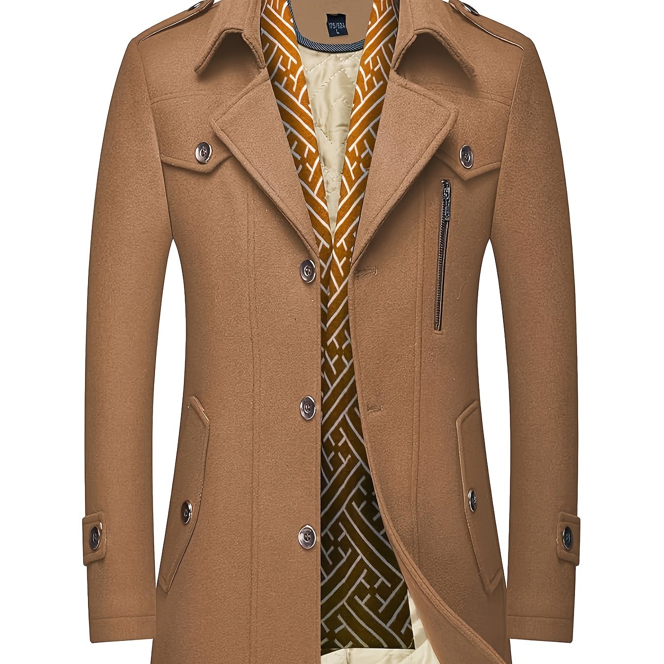 MSOPCCA Mens Velvet Blend Coat Trench With Detachable Scarf