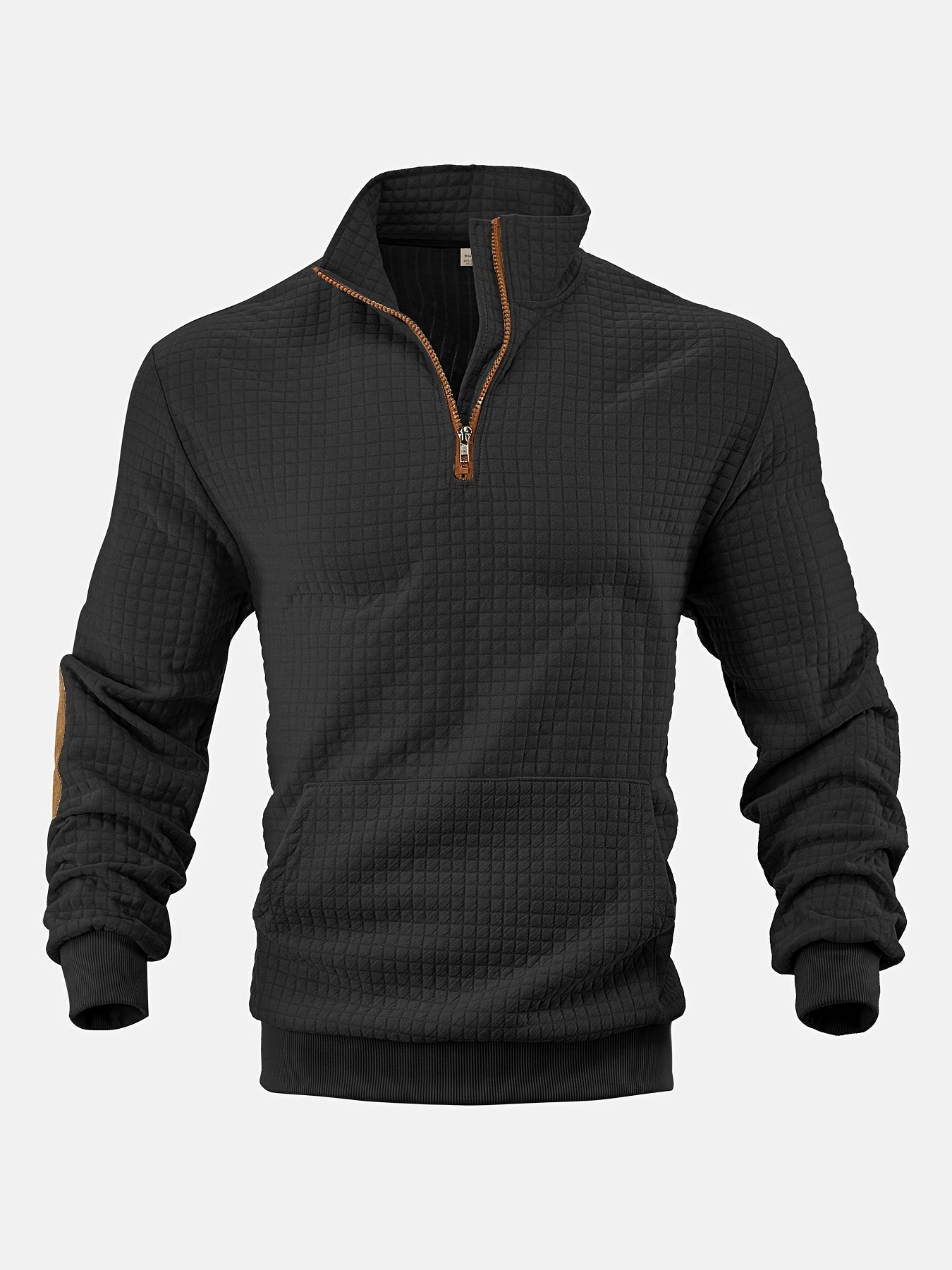 Men Casual Versatile Half Zip Quilted Sweatshirt Cozy