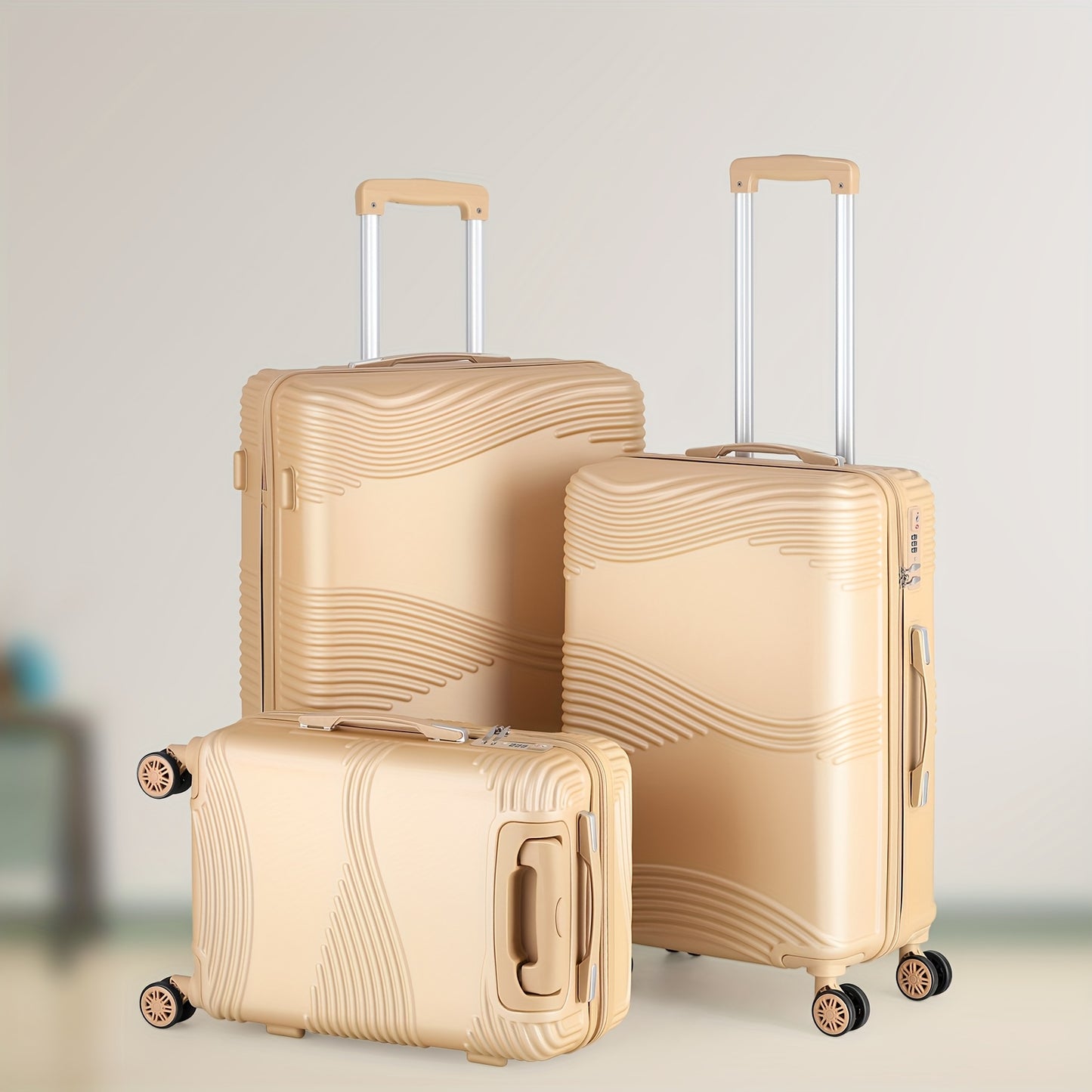 Durable ABS Hard Shell 3 Piece Suitcase Set With 360 Wheels