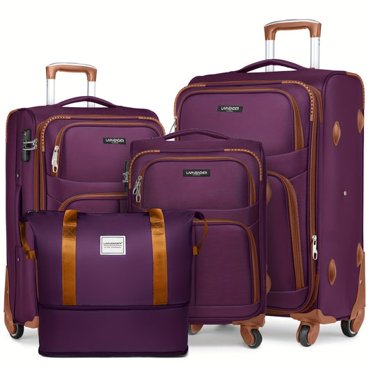 4 Piece Softside Luggage Set With Expandable Spinner Wheels