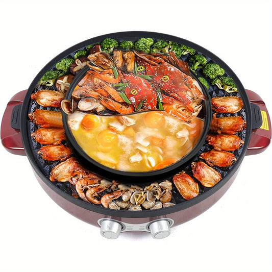 CNCEST 2 In 1 Electric Smokeless Grill Hot Pot Barbeque