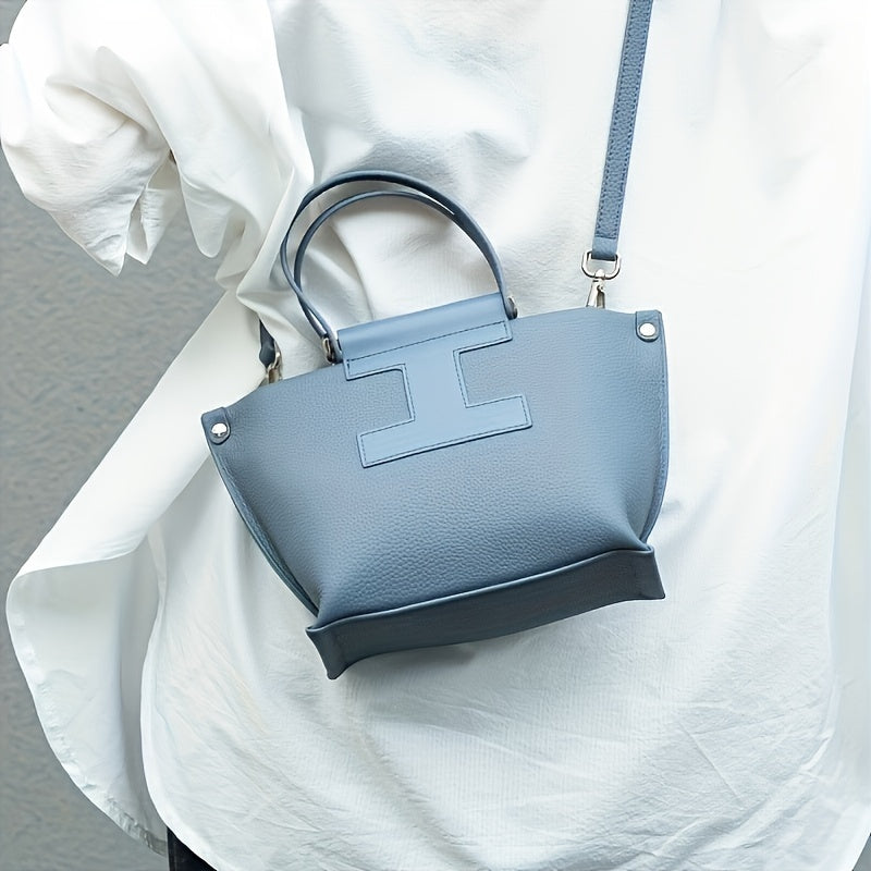 Leather Handbag Large Capacity With Detachable Strap