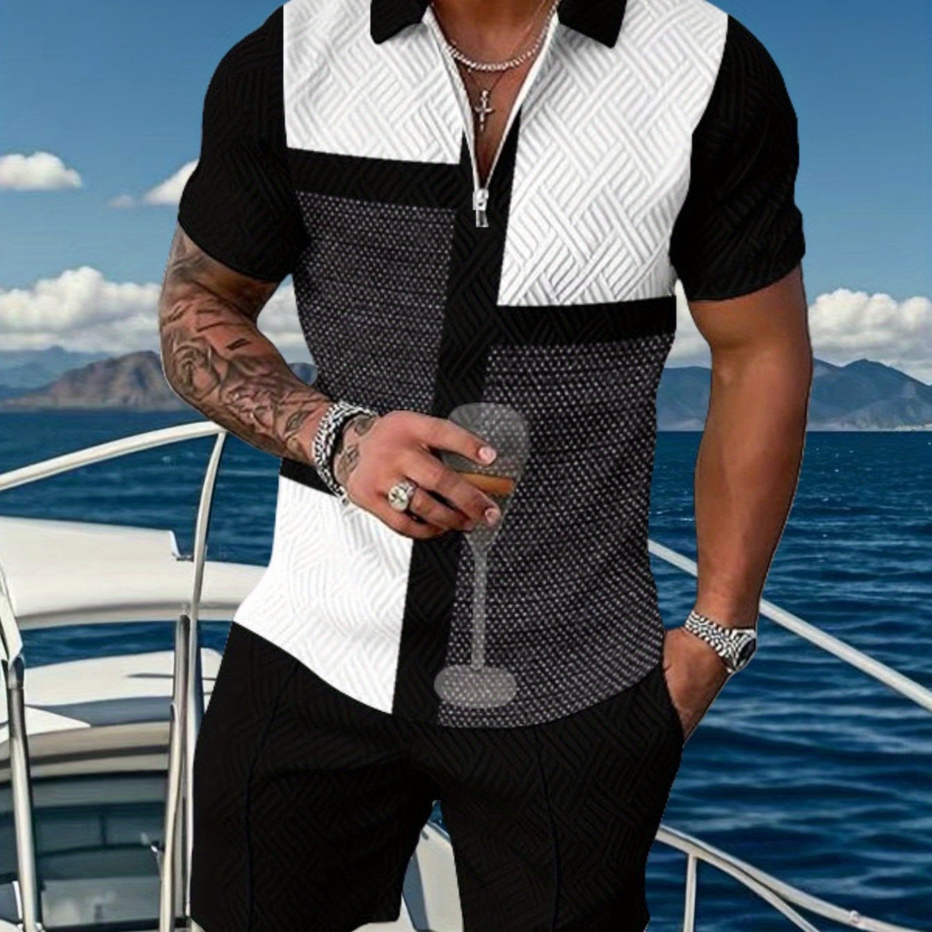 2Pc Men's Casual Sportswear Set 3D Printing T Shirt Shorts