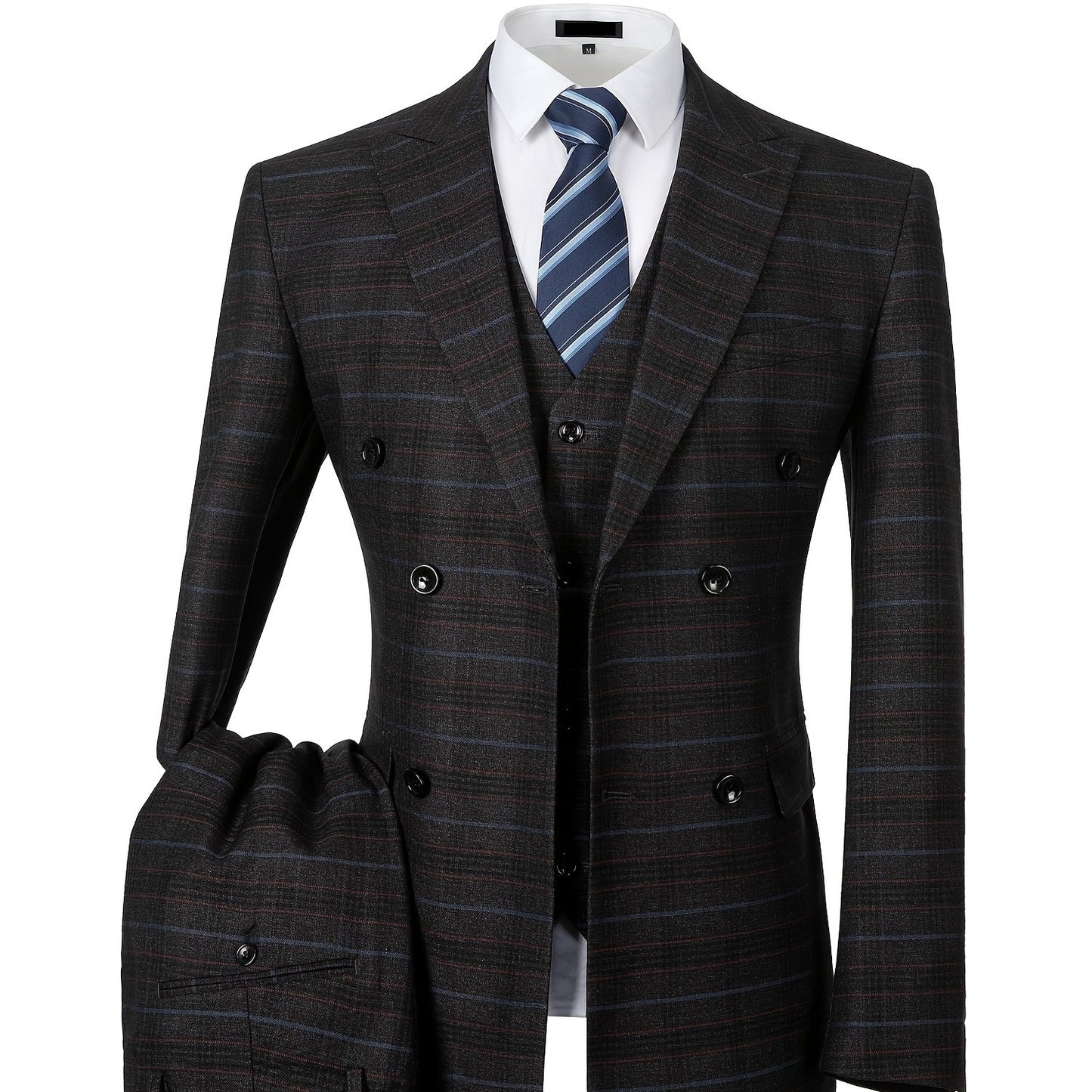 LYNERUN 3 Piece Suit Set Men Slim Fit Blazer Vest Pants