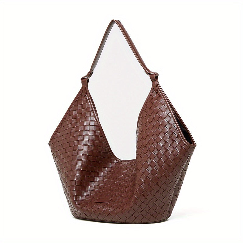 Vintage Cowhide Woven Leather Tote Bag by Unknown Brand