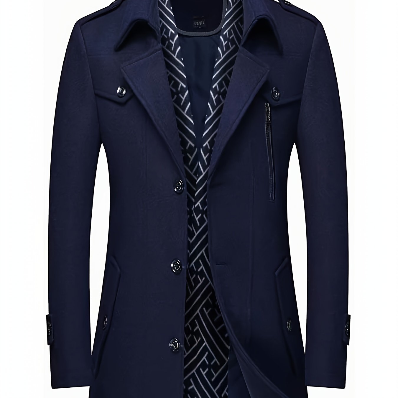 MSOPCCA Mens Velvet Blend Coat Trench With Detachable Scarf