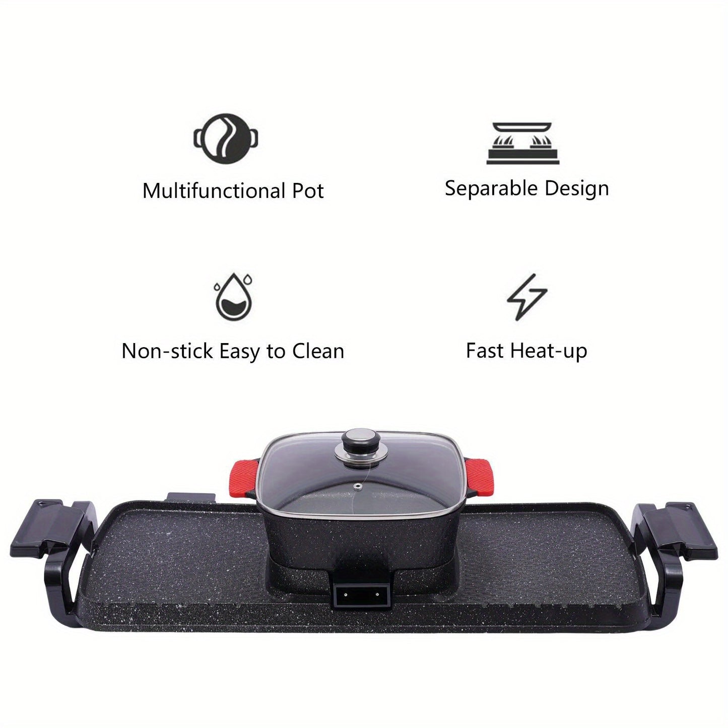 GDRASUYA10 2In1 Electric Grill And Hot Pot Smokeless