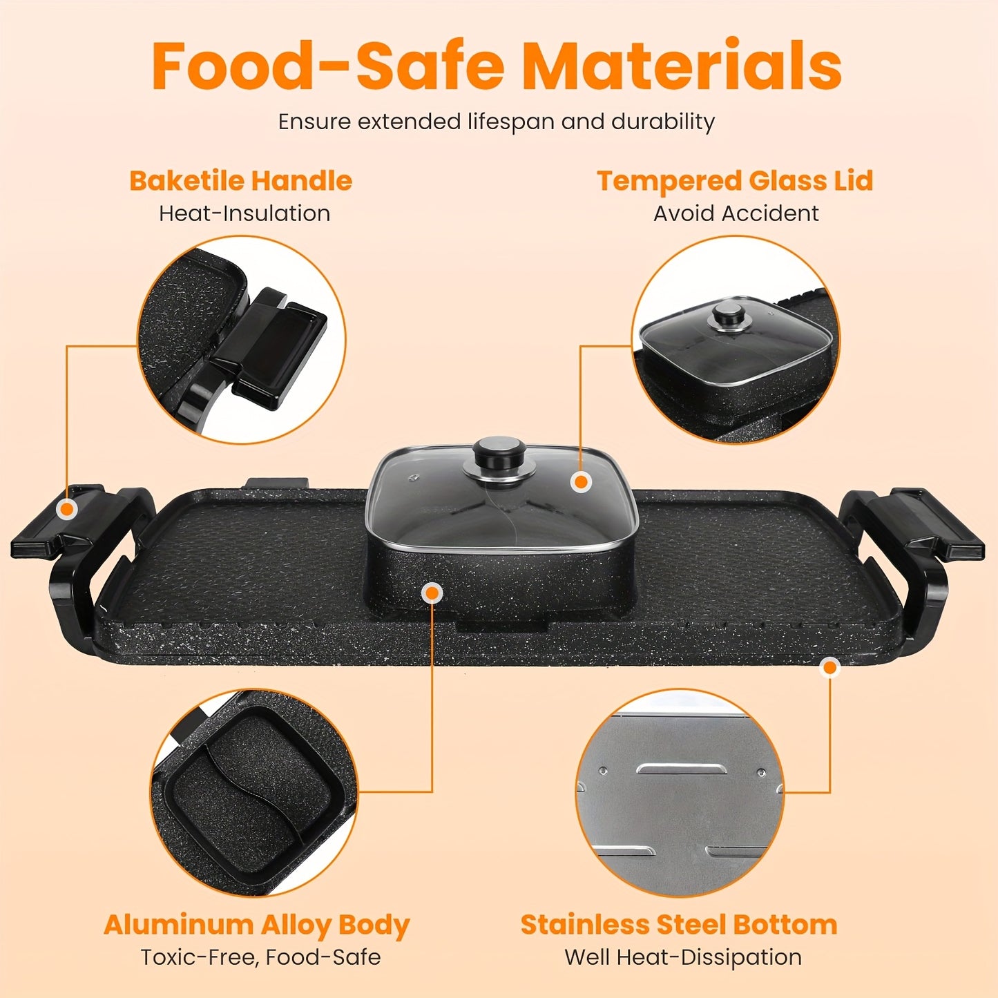 TAOTRONICS 2 In 1 Electric Hot Pot And Grill Smokeless