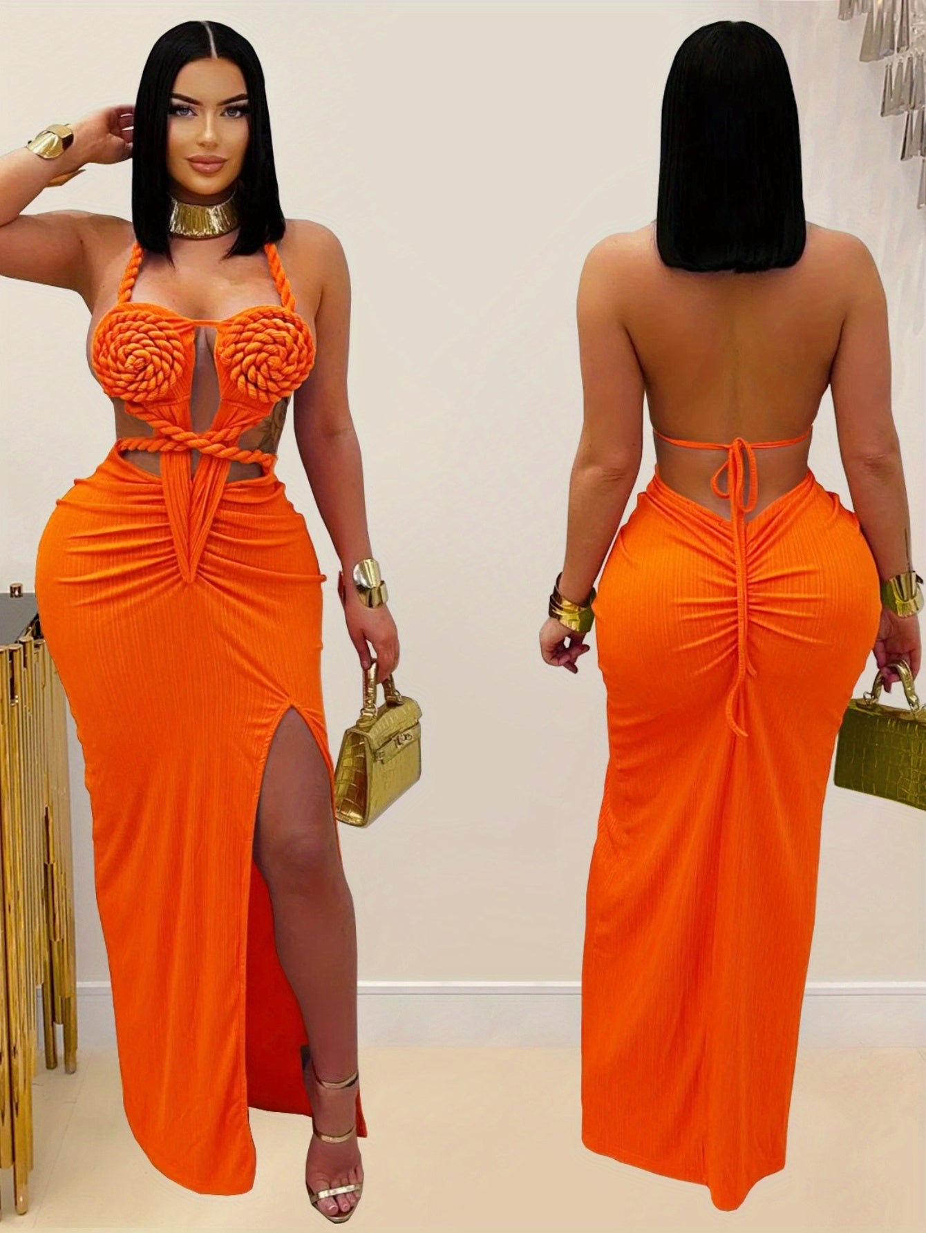 Bohemian Backless Halter Neck Mermaid Dress for Evening