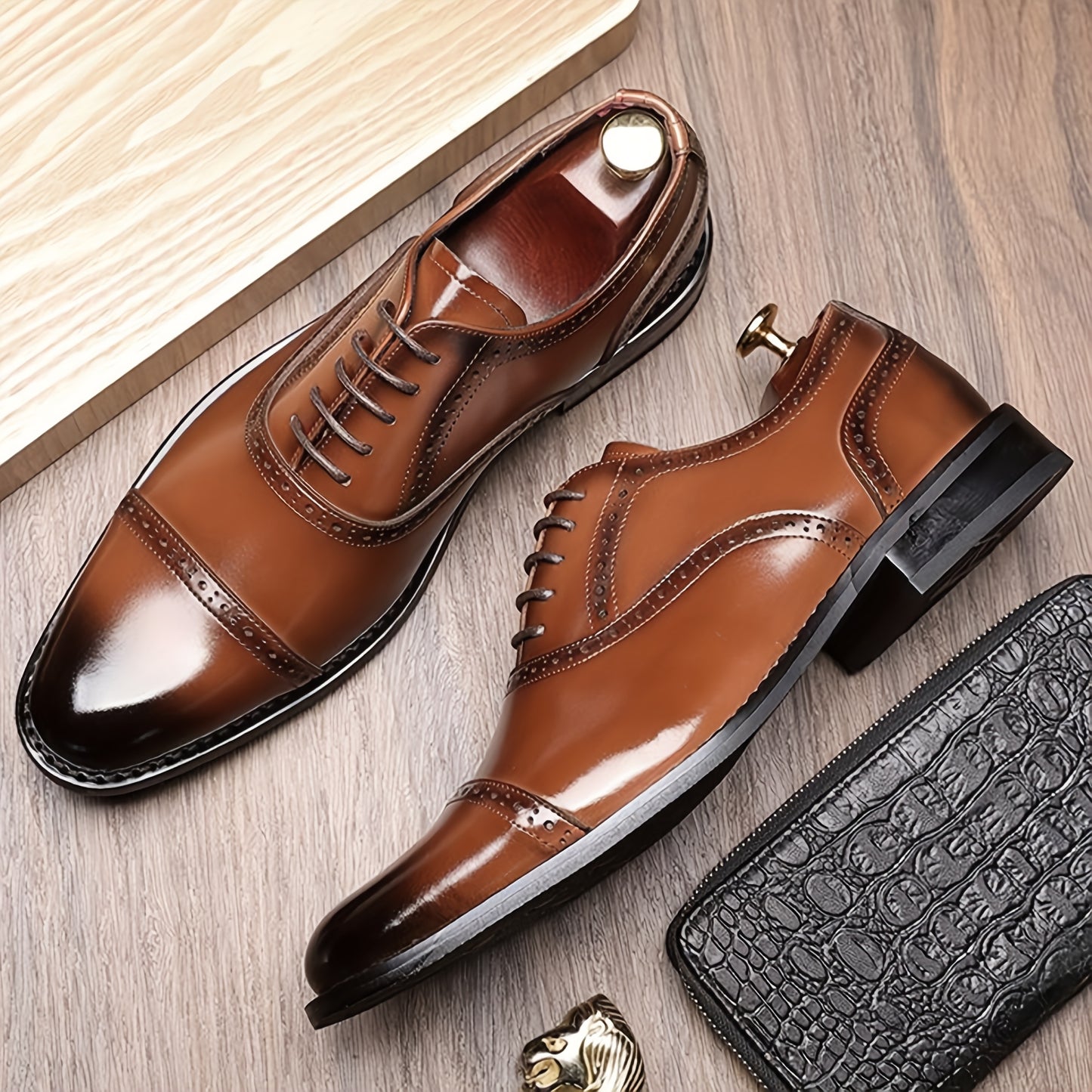 JASONSTAR Brogue Cap Toe Oxford Dress Shoes For Men