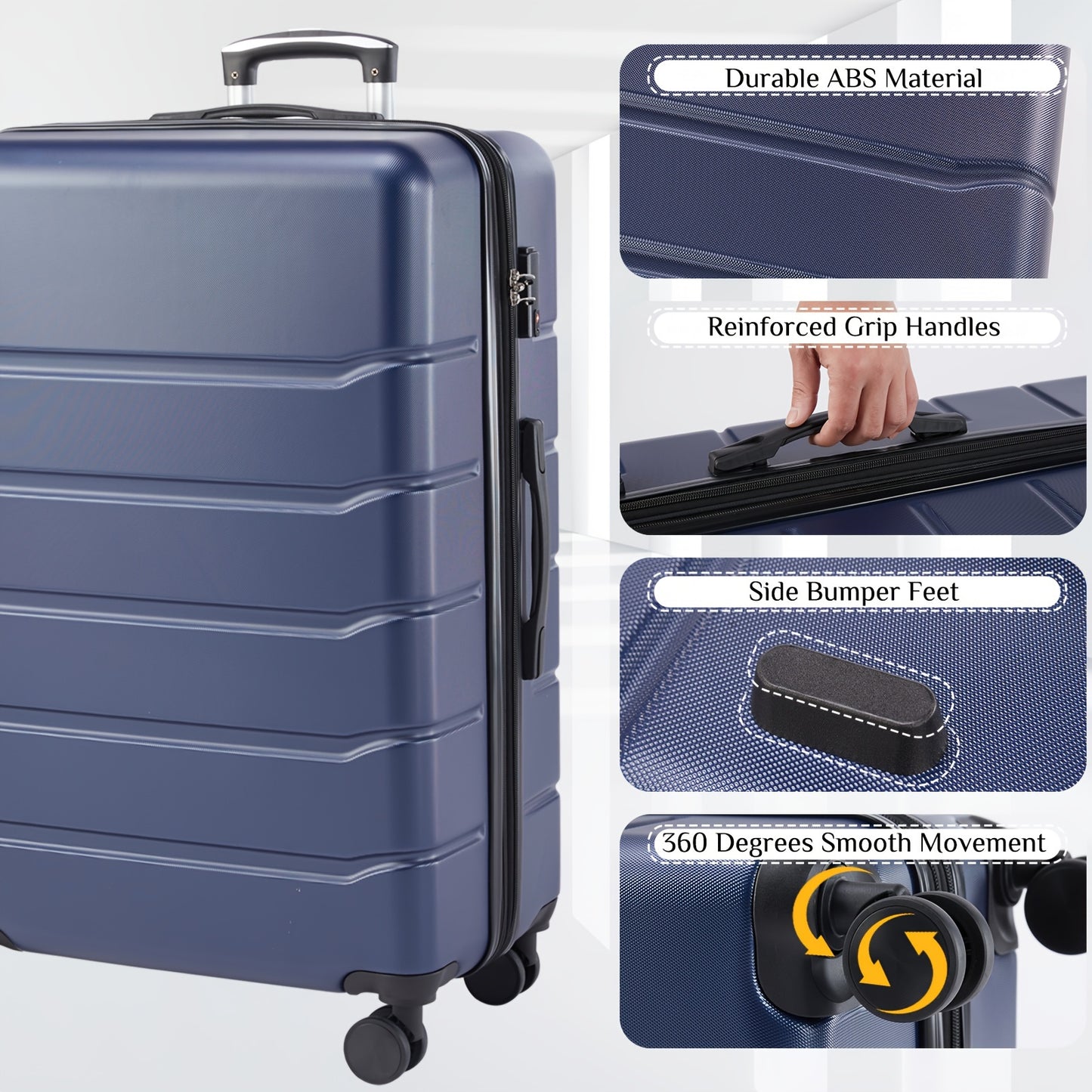 Sweetcrispy Expandable ABS Spinner Luggage With TSA Lock