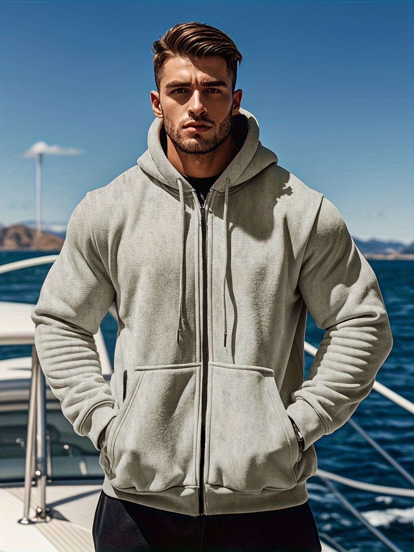 Mens Zipper Hoodie Casual Sports Jacket For Spring Autumn