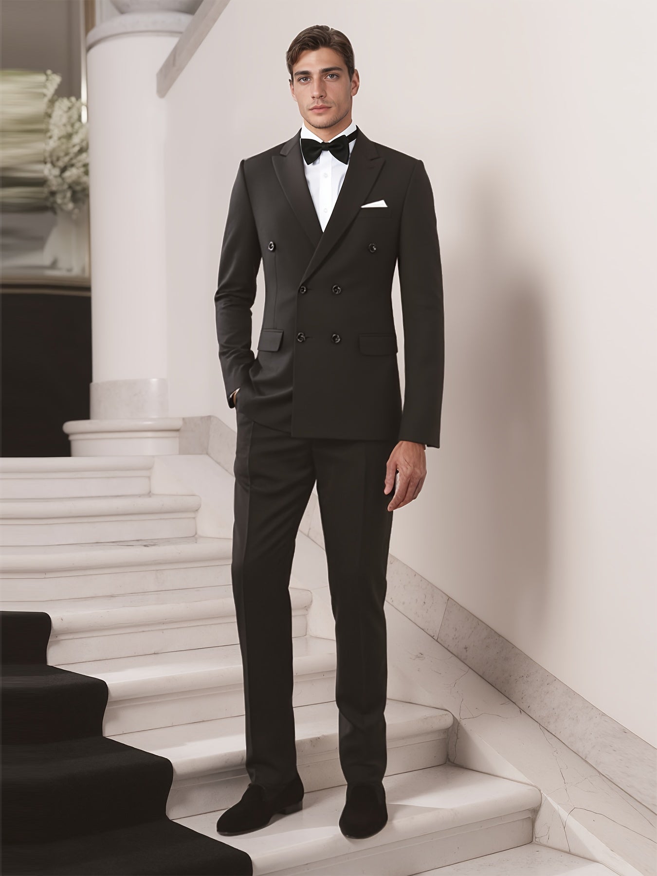 Men's Slim Fit Suit Set Notch Lapels Double Breasted