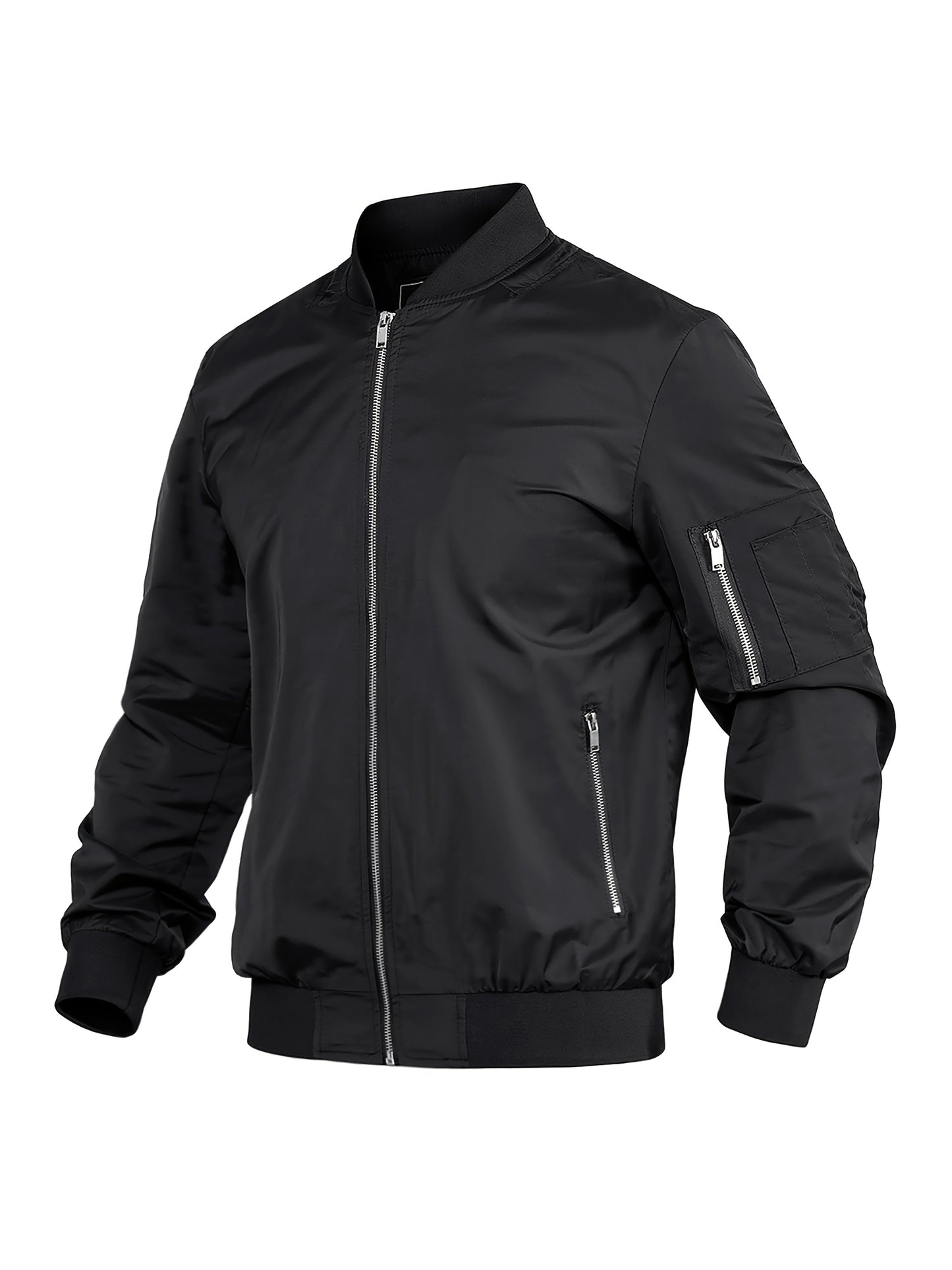 CRYSULLY Men's Light Windproof Bomber Jacket Zip Pockets