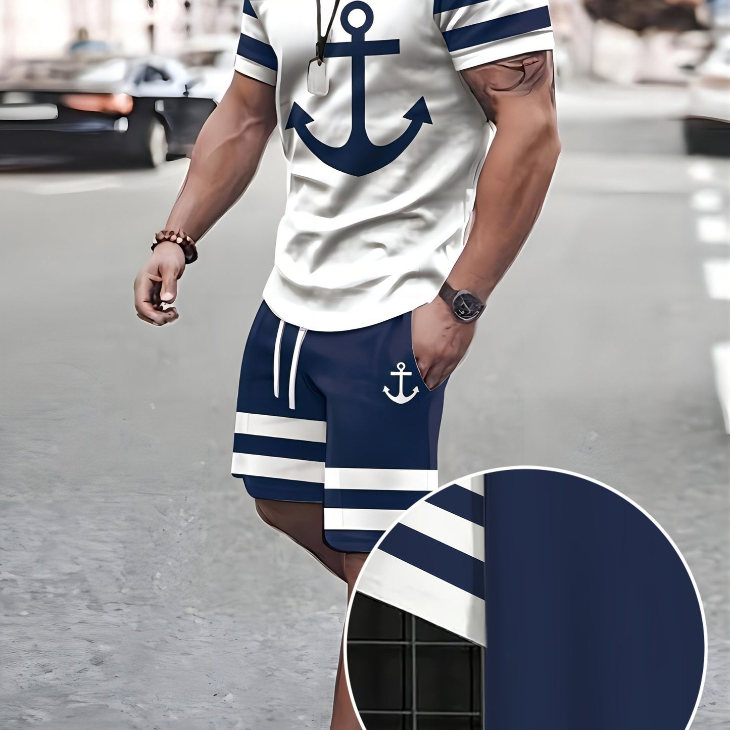 Pirate Theme Men Casual 2pcs T Shirt And Shorts Set