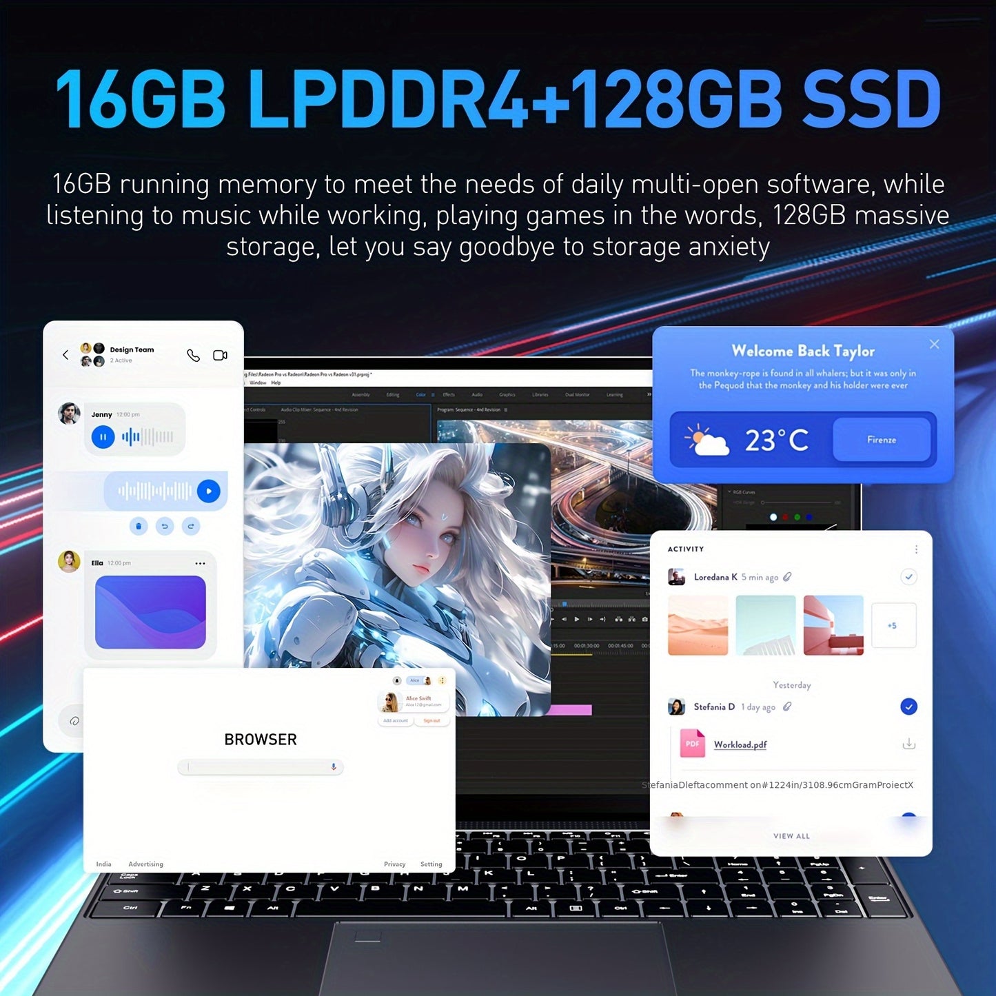 Suxicpu 2in1 Laptop 16GB RAM 128GB SSD Backlit Keyboard
