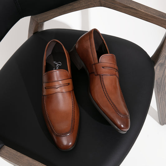 JOUSEN Men Slip On Dress Shoes Leather Penny Loafers