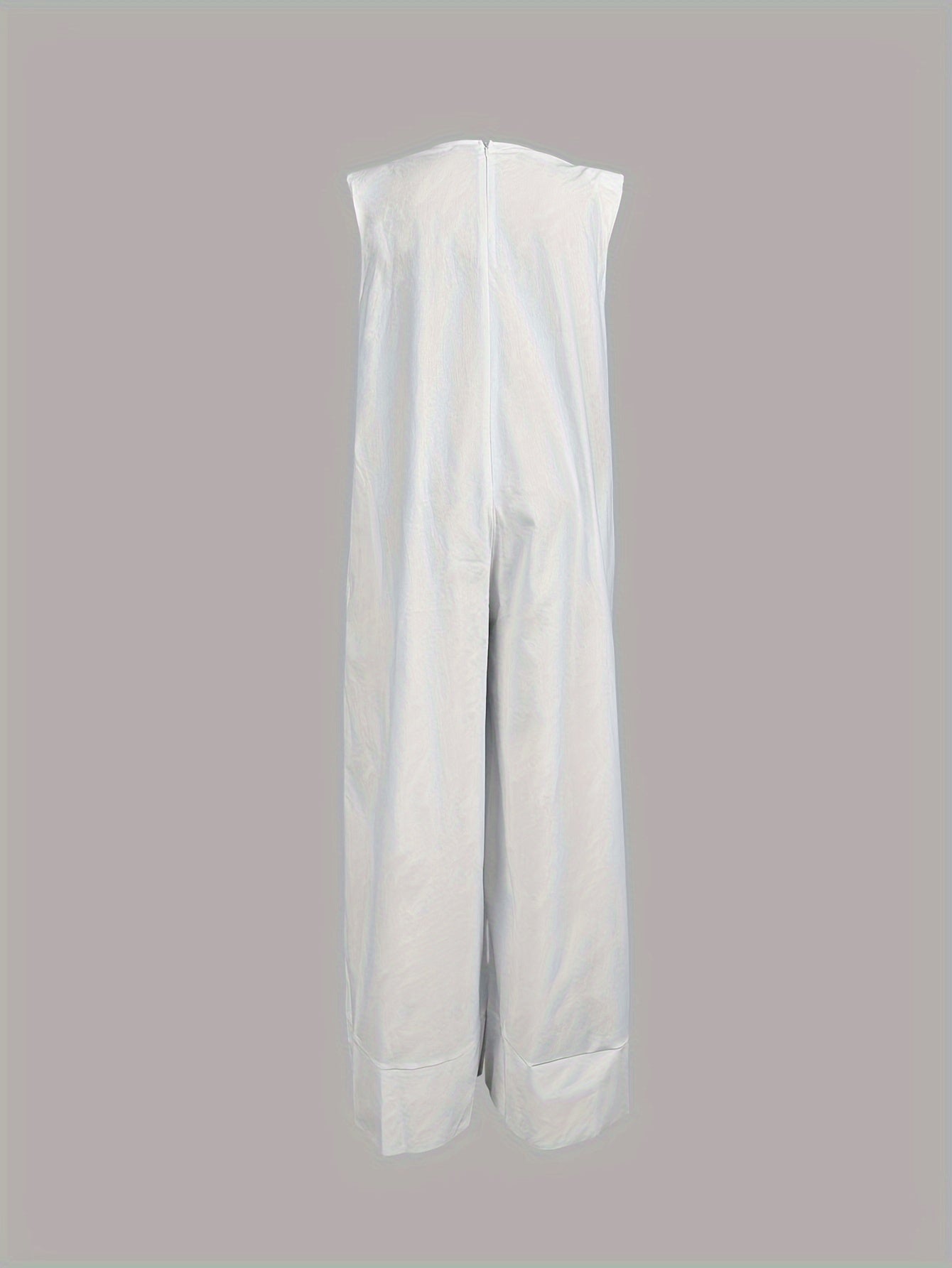 Casual Sleeveless Wide Leg Jumpsuit For Women Boat Neck