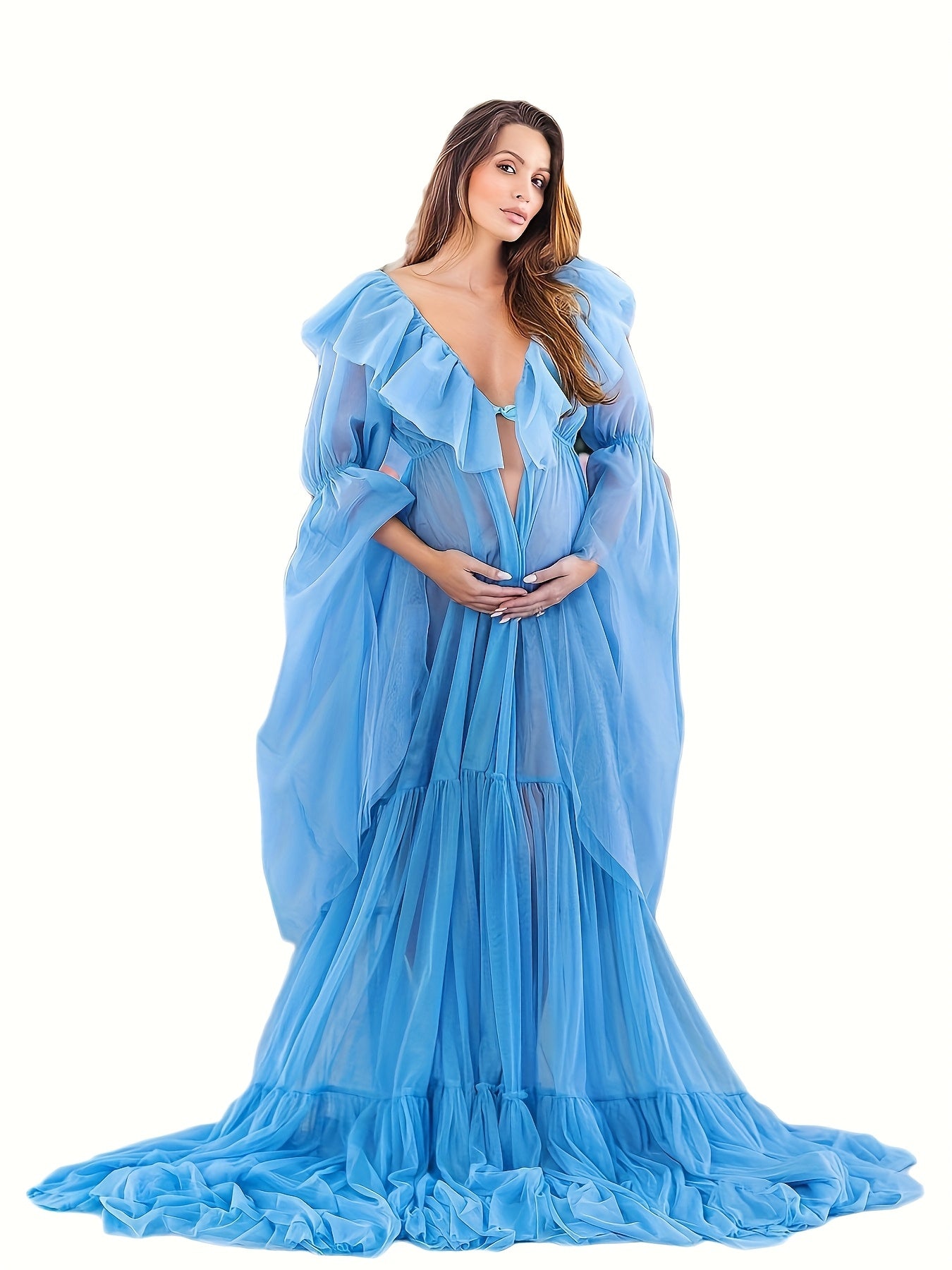 Fluffy Tulle Robe for Women Maternity Bridal Photoshoot