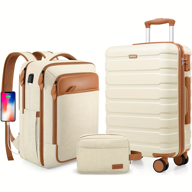 Hybrid Hardside Luggage Set With Spinner Wheels Carry On