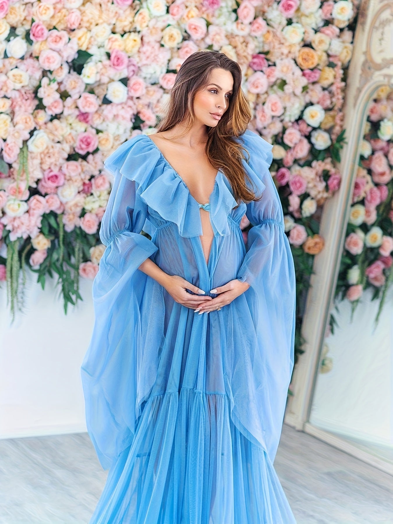 Fluffy Tulle Robe for Women Maternity Bridal Photoshoot