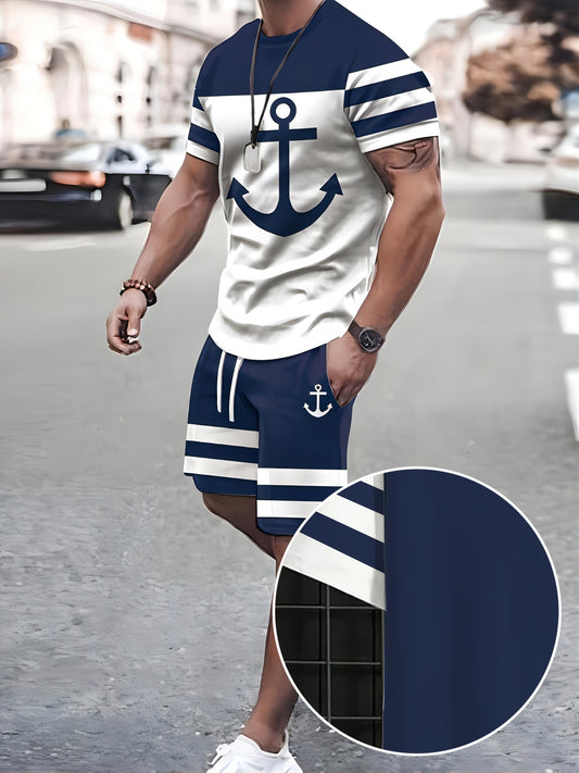 Pirate Theme Men Casual 2pcs T Shirt And Shorts Set