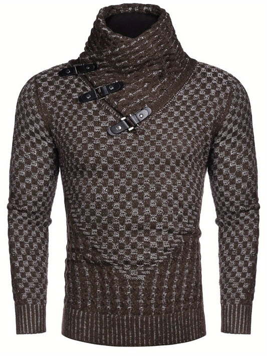 ELESOL Mens Knitted Turtleneck Sweater Slim Fit Pullover