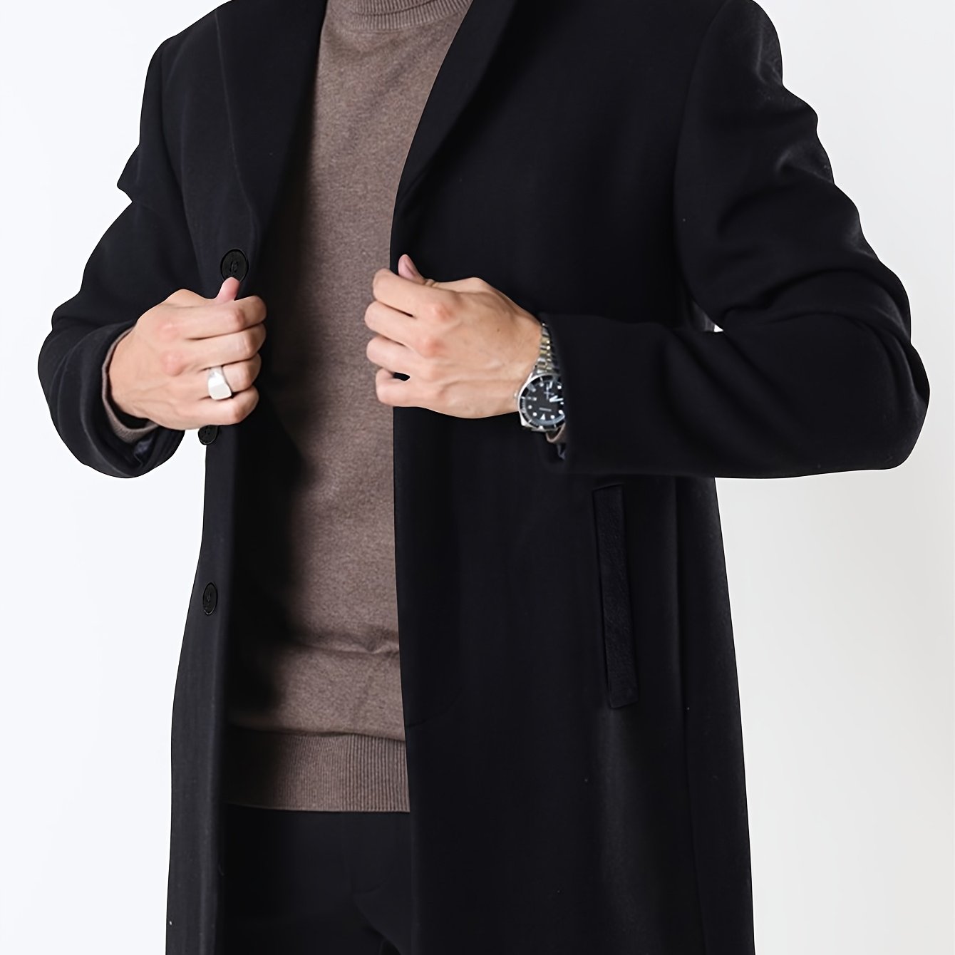 BOWOWOR Mens Slim Fit Trench Coat Notched Collar Outerwear