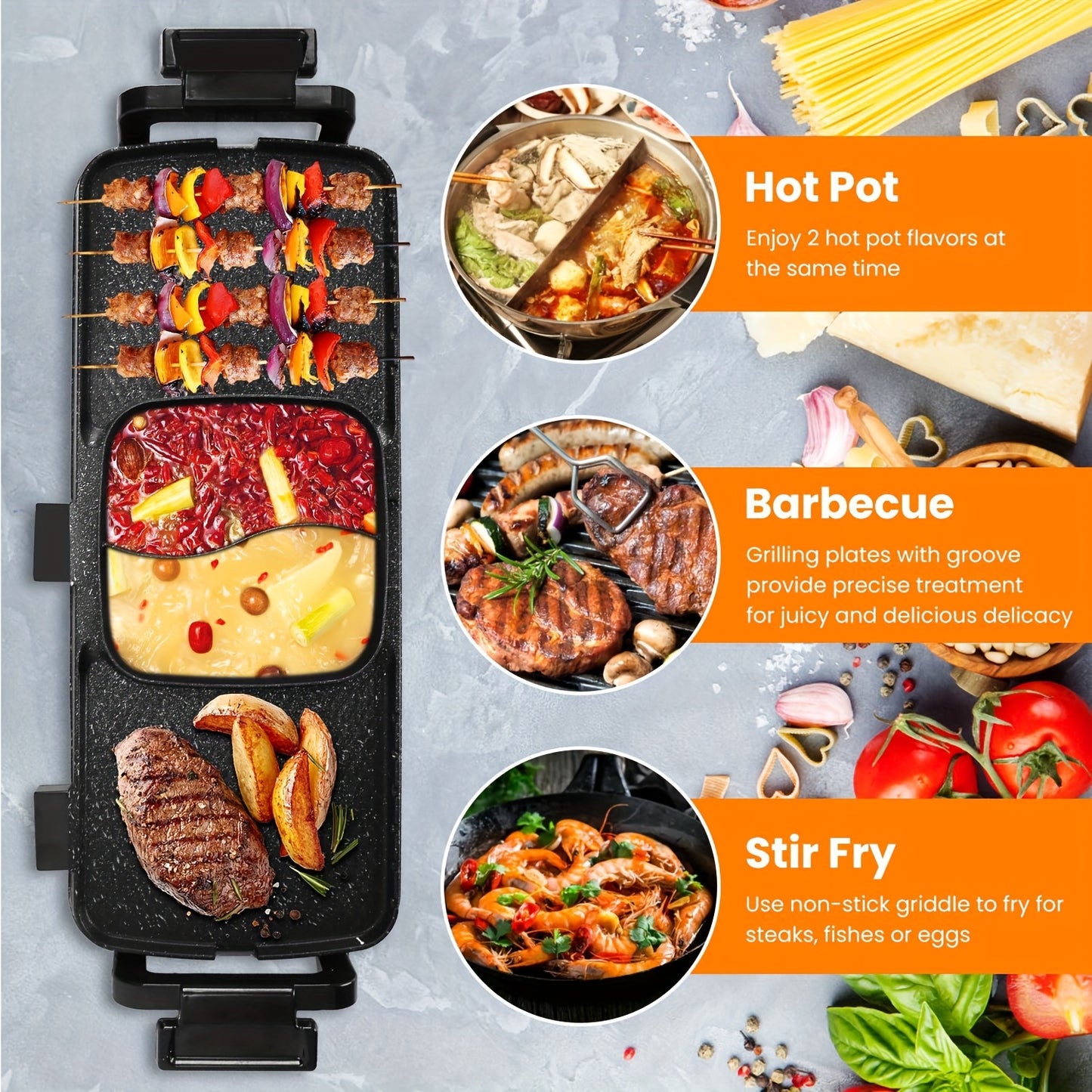 TAOTRONICS 2 In 1 Electric Hot Pot And Grill Smokeless