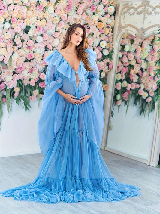Fluffy Tulle Robe for Women Maternity Bridal Photoshoot