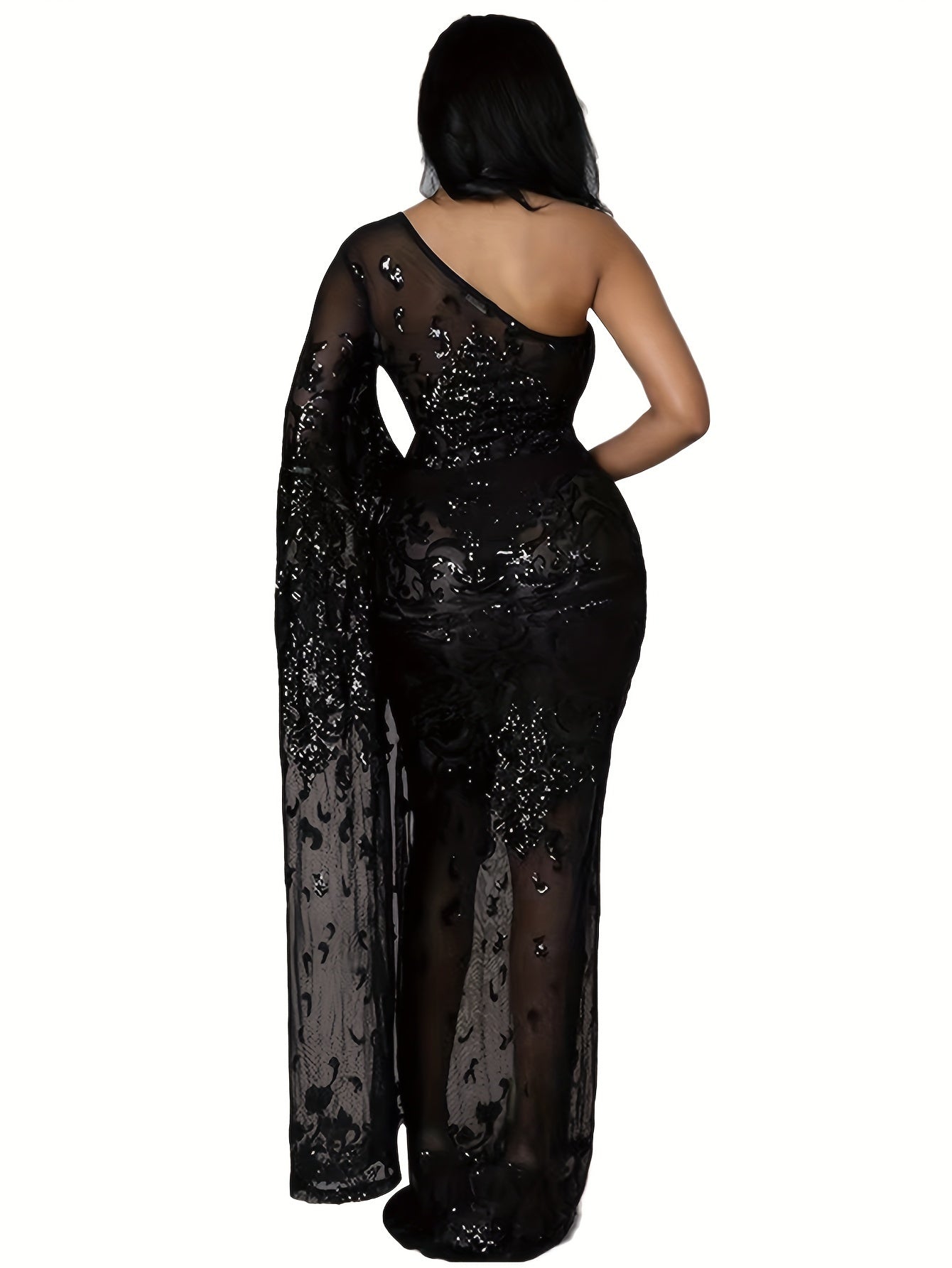 PORRCEY One Shoulder Sequin Bodycon Dress For Party