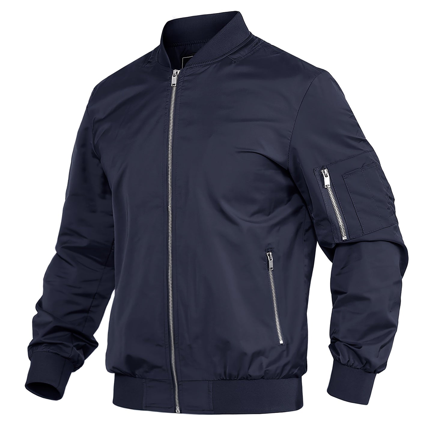 CRYSULLY Men's Light Windproof Bomber Jacket Zip Pockets