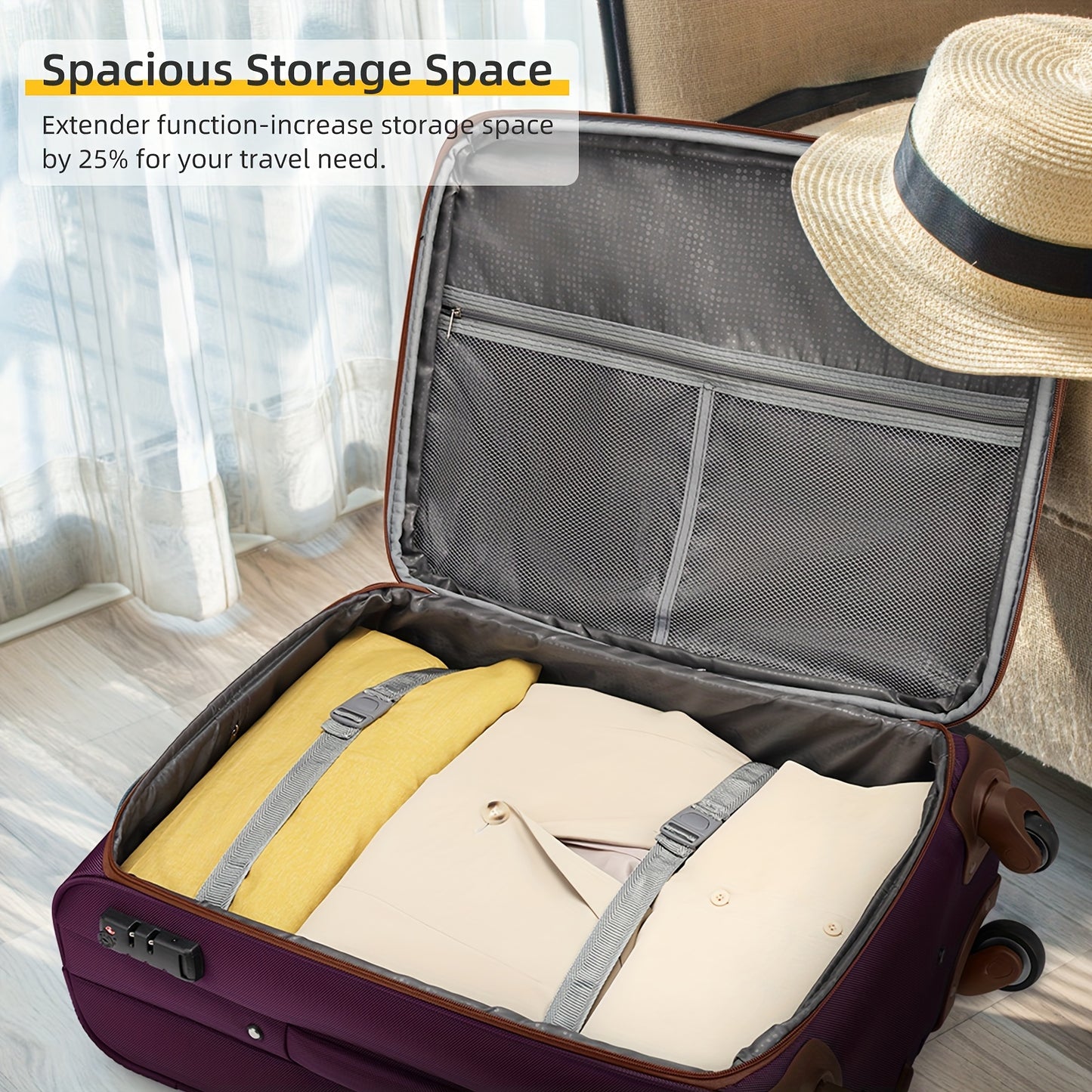4 Piece Softside Luggage Set With Expandable Spinner Wheels