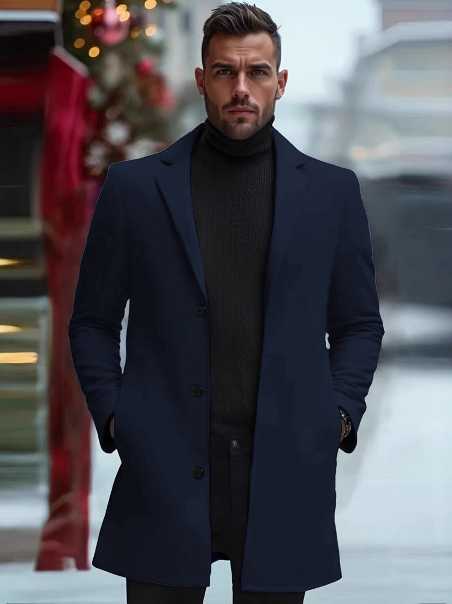 Slim Fit Fleece Coat With Lapel Collar Blazer Style Jacket