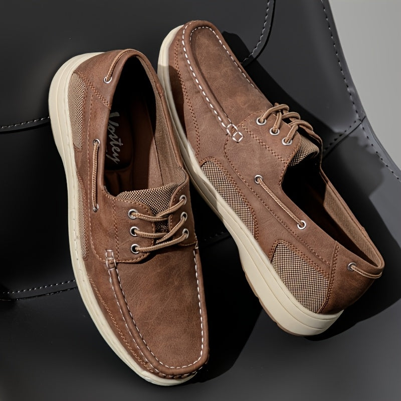 VOSTEY Men's Penny Loafer Slip On Boat Shoes Three Eye