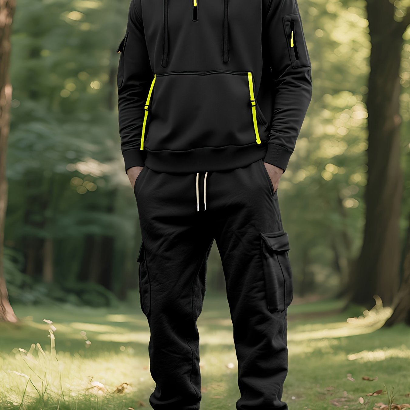 Mens Hooded Sports Set With Multi Pocket Utility Gear