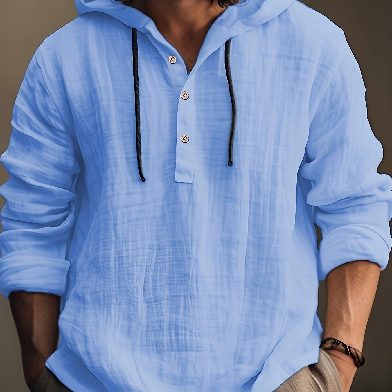 SCACTO Men Hooded Cotton Shirt Sweatshirt Long Sleeve Casual