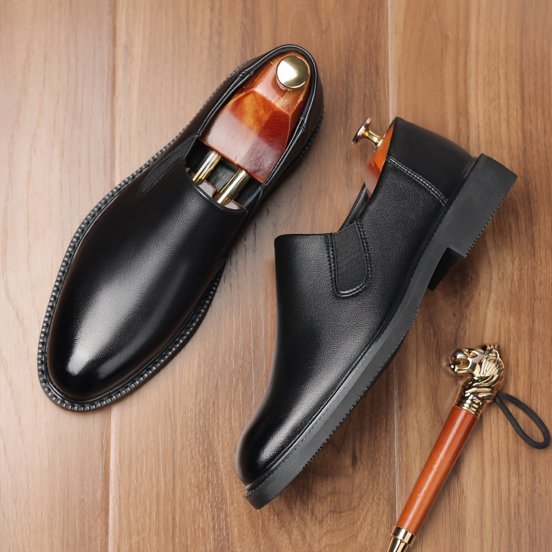 Men's Pointed Toe Slip On Loafers PU Insole Leather Upper