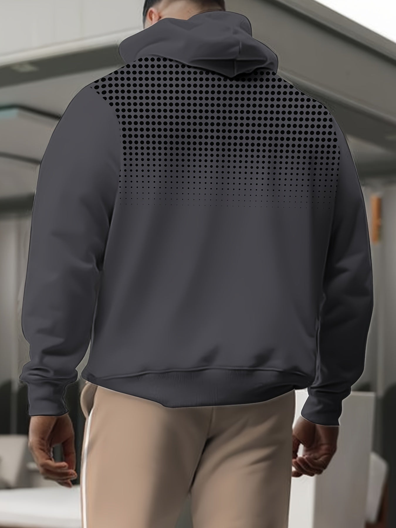 Men's Hooded Zip Up Hoodie Polka Dot Print Machine Washable