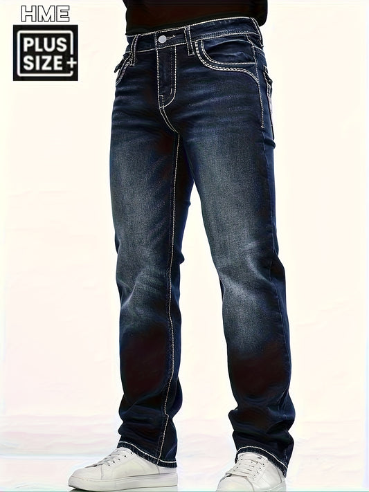 HME Heavy Stretch Denim Trousers For Men Built In Zipper