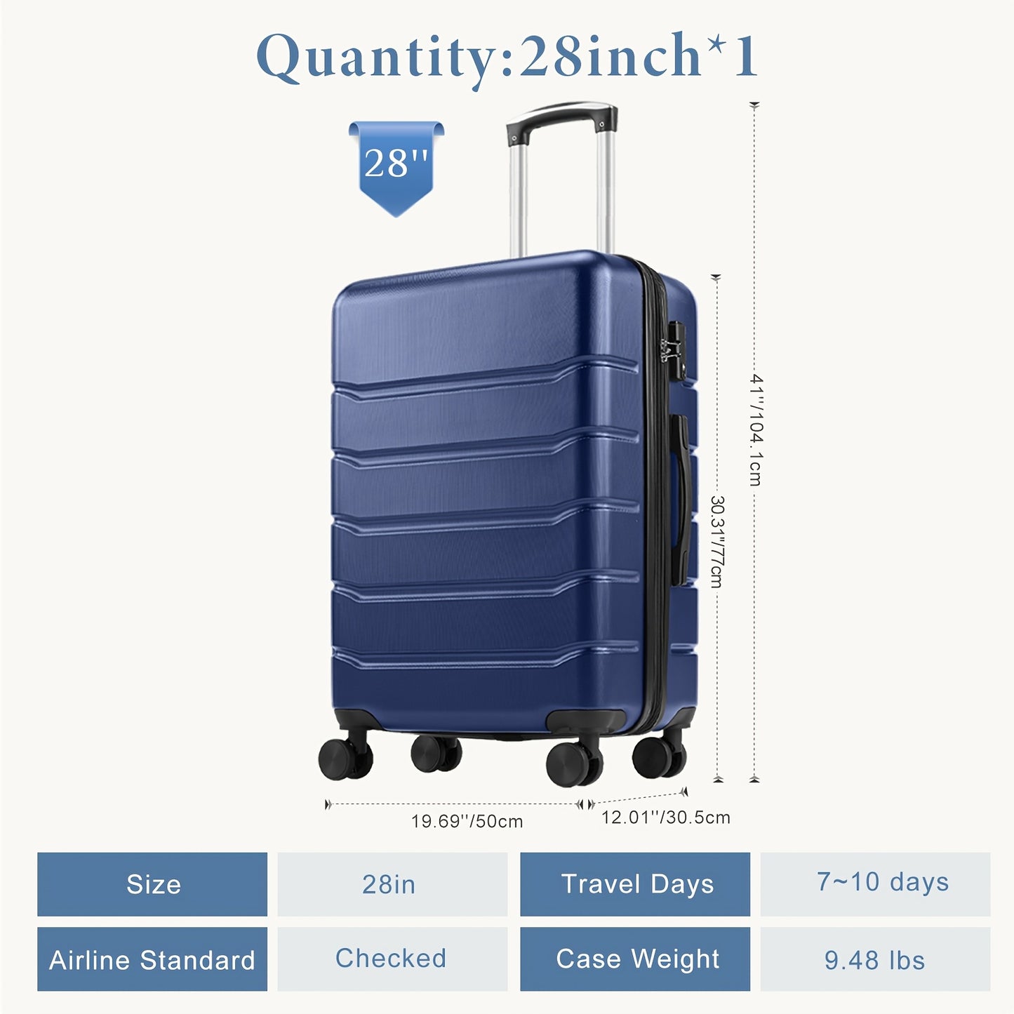 Sweetcrispy Expandable ABS Spinner Luggage With TSA Lock