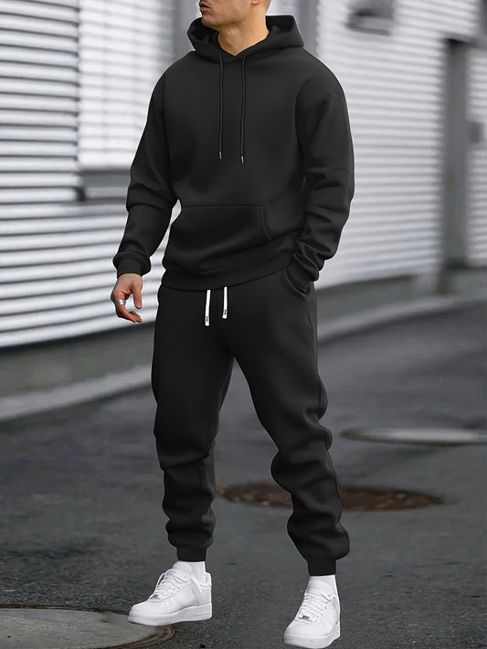 Men's Sports Hooded Sweatshirt Sweatpants Set Polyester
