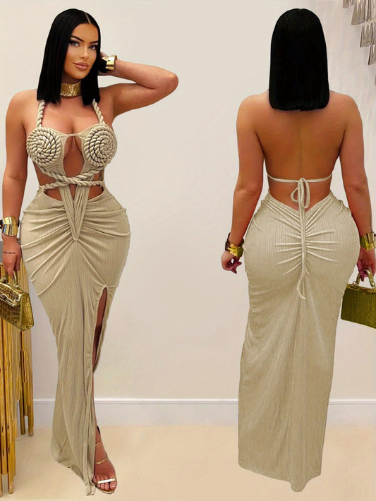 Bohemian Backless Halter Neck Mermaid Dress for Evening