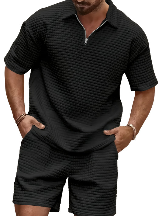 Mens Casual Polo Shirt And Shorts Set 2pc Summer Beach