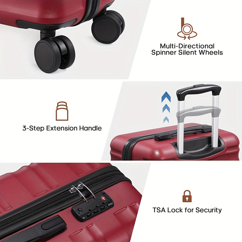 Hard Shell Luggage 3pc Set With Spinner Wheels TSA Lock