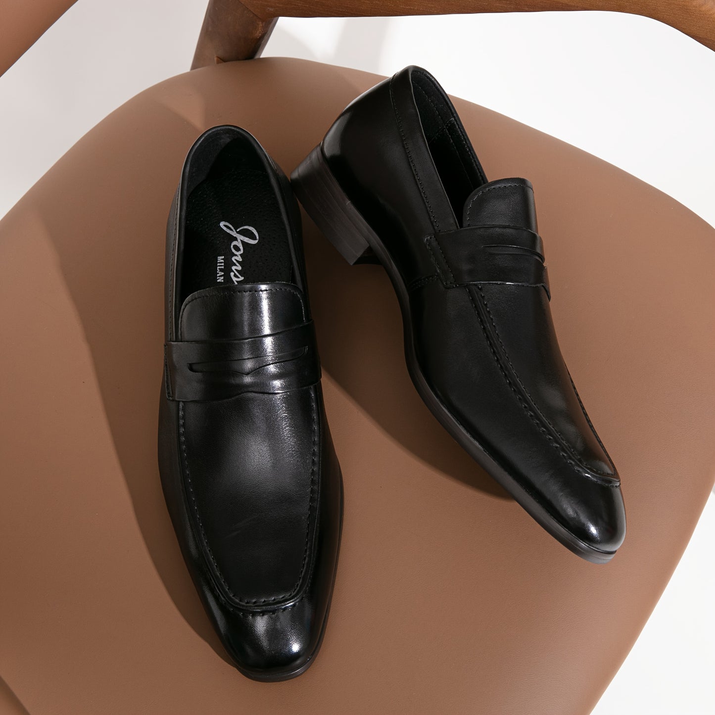JOUSEN Men Slip On Dress Shoes Leather Penny Loafers